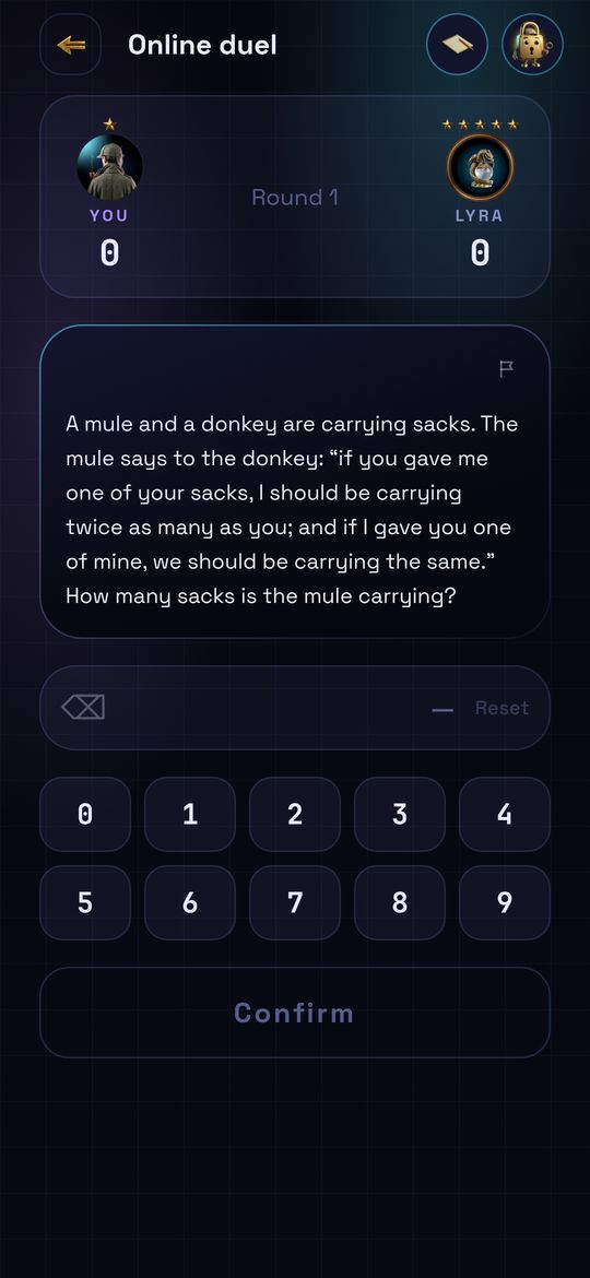 A duel puzzle and its answer pad.