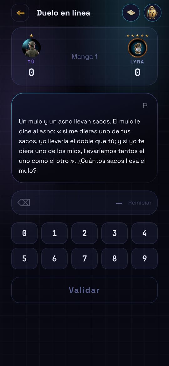 Un enigma de duelo y su teclado de respuesta.