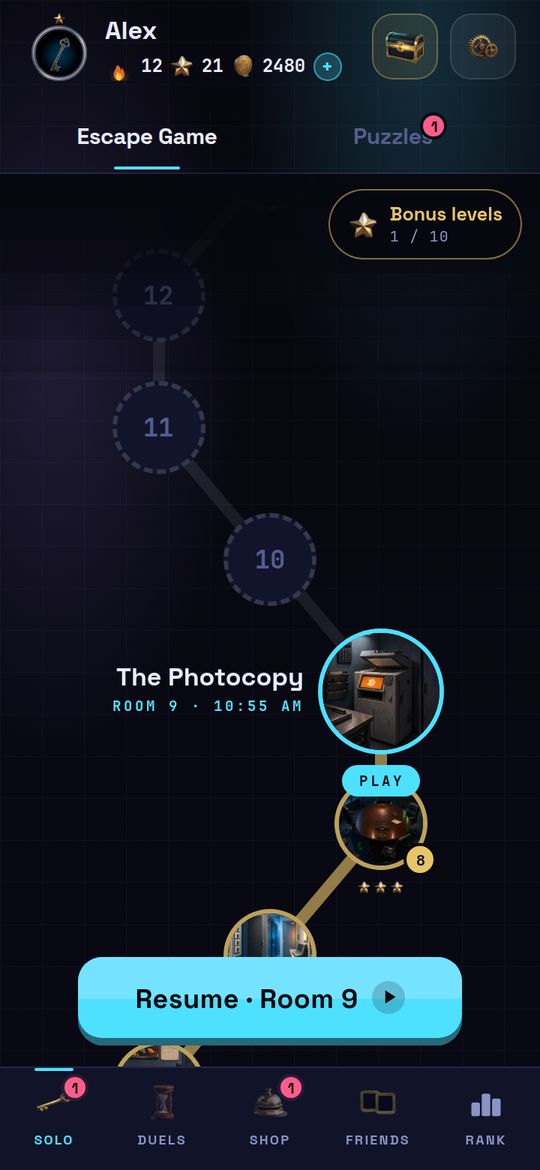 The map of rooms.