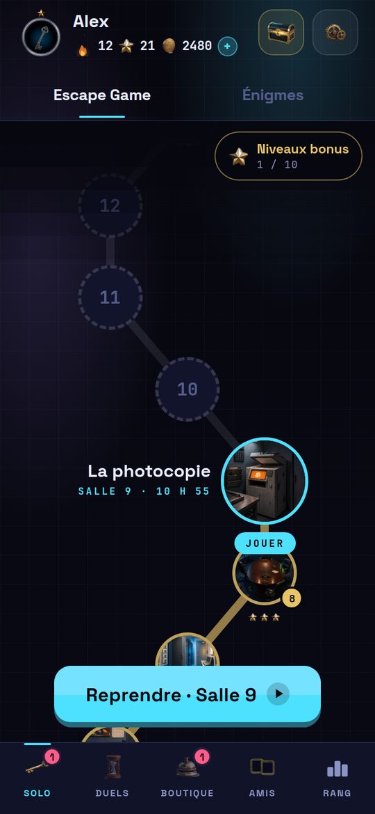La carte des salles : la suivante vient de s’ouvrir.